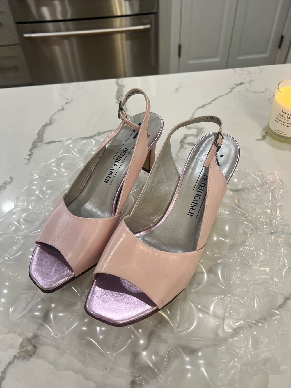 NWOT Vintage Y2K Peter Kaiser Slingback Peep-Toe Heels Blush Pink SZ 10